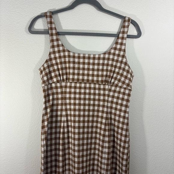 Altar'd State Checkered Brown and White Mini Dress M Preppy Feminine Minimalist - Picture 11 of 12
